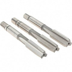 Iscar - M8x1.25 Metric Coarse, 3 Flute, Bottoming, Plug & Taper, Uncoated, Uncoated Finish, High Speed Steel Tap Set - Right Hand Cut, 63mm OAL, 0.787" Thread Length, 6H Class of Fit, Series TPH - Exact Tool & Supply
