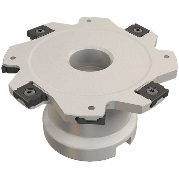Iscar - Shell Mount B Connection, 0.118" Cutting Width, 26mm Depth of Cut, 100mm Cutter Diam, 27mm Hole Diam, 12 Tooth Indexable Slotting Cutter - FDN-LN08 Toolholder, LNET Insert, Right Hand Cutting Direction - Exact Tool & Supply