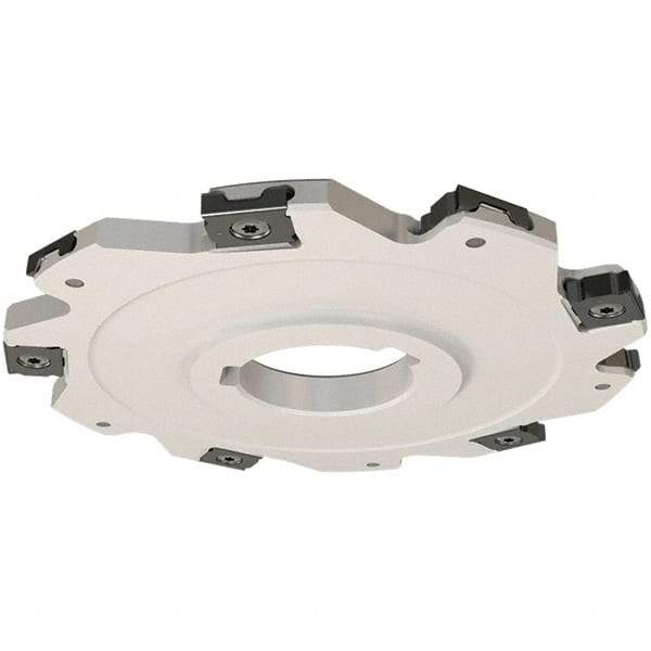 Iscar - Arbor Hole Connection, 0.157" Cutting Width, 22mm Depth of Cut, 80mm Cutter Diam, 22mm Hole Diam, 10 Tooth Indexable Slotting Cutter - SDN Toolholder, LNET Insert, Right Hand Cutting Direction - Exact Tool & Supply