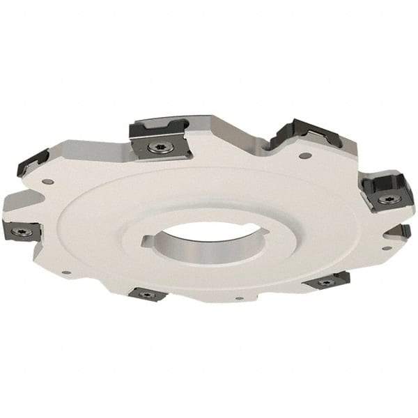 Iscar - Arbor Hole Connection, 0.157" Cutting Width, 27mm Depth of Cut, 100mm Cutter Diam, 27mm Hole Diam, 12 Tooth Indexable Slotting Cutter - SDN Toolholder, LNET Insert, Right Hand Cutting Direction - Exact Tool & Supply