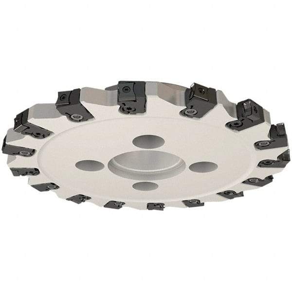 Iscar - Shell Mount C Connection, 0.551" Cutting Width, 58mm Depth of Cut, 250mm Cutter Diam, 60mm Hole Diam, 16 Tooth Indexable Slotting Cutter - FDN-CALN11 Toolholder, LNHT Insert, Right Hand Cutting Direction - Exact Tool & Supply