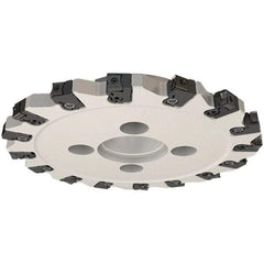 Iscar - Shell Mount C Connection, 0.551" Cutting Width, 58mm Depth of Cut, 250mm Cutter Diam, 60mm Hole Diam, 16 Tooth Indexable Slotting Cutter - FDN-CALN11 Toolholder, LNHT Insert, Right Hand Cutting Direction - Exact Tool & Supply