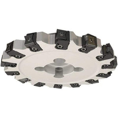 Iscar - Shell Mount Connection, 0.744" Cutting Width, 40mm Depth of Cut, 160mm Cutter Diam, 40mm Hole Diam, 10 Tooth Indexable Slotting Cutter - FDN-CALN15 Toolholder, LNHT, LNKX, LNMT, LNMW Insert, Right Hand Cutting Direction - Exact Tool & Supply