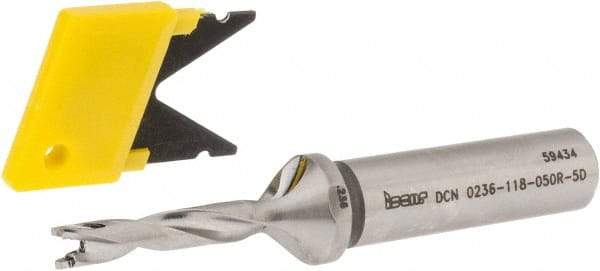 Iscar - 0.236" to 1/4" Diam, 5xD, 1.18" Max Depth, 1/2" Shank Diam, 3-1/2" OAL, Replaceable-Tip Drill - FCP, ICK, ICK-2M, ICM, ICN, ICP, iCP-2M Insert, 6 Seat Size, 45390069 Toolholder, Series SumoCham - Exact Tool & Supply