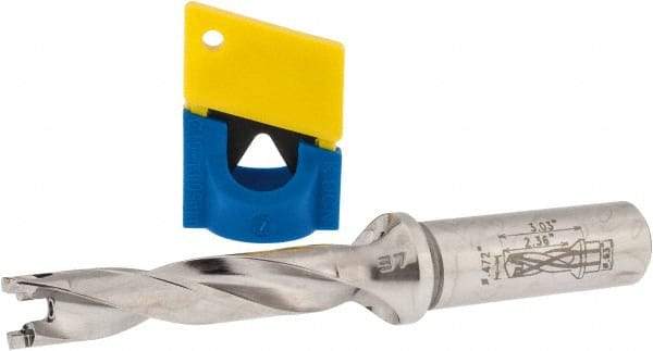 Iscar - 0.472" to 0.488" Diam, 5xD, 2.36" Max Depth, 5/8" Shank Diam, 4.92" OAL, Replaceable-Tip Drill - FCP, ICK, ICK-2M, ICM, ICN, ICP, iCP-2M Insert, 12 Seat Size, 45391299 Toolholder, Series SumoCham - Exact Tool & Supply