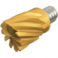 Iscar - MM EC Grade IC908 Carbide End Milling Tip Insert - TiAlN Finish, 8 Flutes, 5/8" Cutting Diam, 0.47" Depth of Cut, 0.81" Extension, 0.031" Cnr Rad, 45° Helix - Exact Tool & Supply