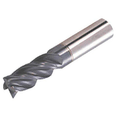 Iscar - 1/2", 4 Flute, Single End, Solid Carbide, 0.09" Corner Radius End Mill - 3-1/2" OAL, 38° Helix, Right Hand Flute, 1" LOC, Right Hand Cut, 1-1/2" Extended Reach - Exact Tool & Supply