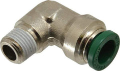 Parker - 5/16" Outside Diam, 1/8 NPTF, Nickel Plated Brass Push-to-Connect Tube Male Elbow - 300 Max psi, Tube to Male NPT Connection, Buna-N O-Ring - Exact Tool & Supply