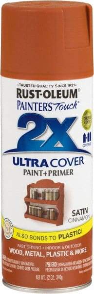 Rust-Oleum - Cinnamon, Satin, Enamel Spray Paint - 8 Sq Ft per Can, 12 oz Container, Use on Multipurpose - Exact Tool & Supply