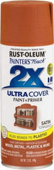 Rust-Oleum - Cinnamon, Satin, Enamel Spray Paint - 8 Sq Ft per Can, 12 oz Container, Use on Multipurpose - Exact Tool & Supply