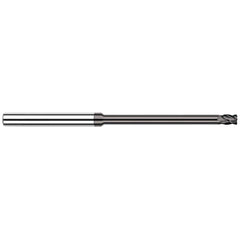 Corner Radius End Mill: 1/8″ Dia, 3/16″ LOC, 1/64″ Radius, 4 Flutes, Solid Carbide 3″ OAL, 1/8″ Shank Dia, 30 ° Helix, CVD Coated, Corner Radius End