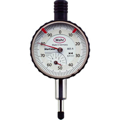 Mahr - Dial Drop Indicators; Maximum Measurement (Inch): 0.2 ; Maximum Measurement (mm): 5.00 ; Dial Graduation (mm): 0.0100 ; Dial Graduation (Decimal Inch): 0.000400 ; Dial Reading: 0-100 ; Dial Diameter (mm): 34.00 - Exact Tool & Supply