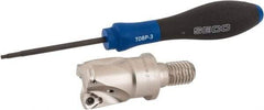 Seco - 1" Cut Diam, 0.027" Max Depth, M12 Modular Connection Indexable High-Feed End Mill - Screw Holding Method, 218.19-100 Insert, R217.21 Toolholder, Through Coolant - Exact Tool & Supply