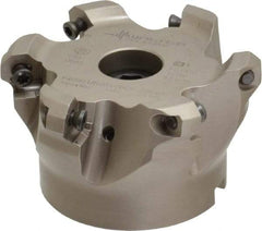 Walter - 3" Cut Diam, 1" Arbor Hole, 4mm Max Depth of Cut, 43° Indexable Chamfer & Angle Face Mill - 6 Inserts, ODM. 0605.., ODH. 0605.. Insert, Series F4080 - Exact Tool & Supply