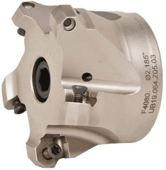 Walter - 4" Cut Diam, 1-1/2" Arbor Hole, 4mm Max Depth of Cut, 43° Indexable Chamfer & Angle Face Mill - 5 Inserts, ODM. 0605.., ODH. 0605.. Insert, Series F4080 - Exact Tool & Supply
