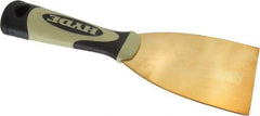 Hyde Tools - Stiff Brass Scraper - 3" Blade Width x 4" Blade Length, 4-1/2" Long Cushioned Grip Handle - Exact Tool & Supply