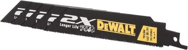 DeWALT - 6" Long x 1" Thick, Bi-Metal Reciprocating Saw Blade - Straight Profile, 14 to 18 TPI, Toothed Edge - Exact Tool & Supply