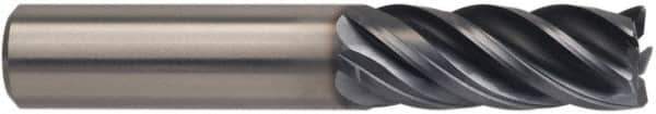 Kennametal - 5/8", 1-1/4" LOC, 5/8" Shank Diam, 3-1/2" OAL, 5 Flute, Solid Carbide Square End Mill - Single End, AlTiN Finish, Spiral Flute, Variable° Helix, Right Hand Cut, Right Hand Flute, Series UCDE - Exact Tool & Supply