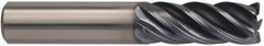 Kennametal - 5/8", 1-1/4" LOC, 5/8" Shank Diam, 3-1/2" OAL, 5 Flute, Solid Carbide Square End Mill - Single End, AlTiN Finish, Spiral Flute, Variable° Helix, Right Hand Cut, Right Hand Flute, Series UCDE - Exact Tool & Supply