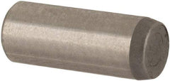 Made in USA - 3mm Diam x 8mm Pin Length Alloy Steel Standard Dowel Pin - Bright Finish, C 47-58 & C 60 (Surface) Hardness, 1 Beveled & 1 Rounded End - Exact Tool & Supply
