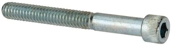 Made in USA - 1/4-20 UNC Hex Socket Drive, Socket Cap Screw - Alloy Steel, Zinc-Plated Finish, Partially Threaded, 2-1/4" Length Under Head - Exact Tool & Supply