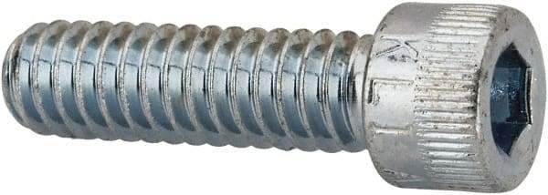 Made in USA - 1/4-20 UNC Hex Socket Drive, Socket Cap Screw - Alloy Steel, Zinc-Plated Finish, Fully Threaded, 7/8" Length Under Head - Exact Tool & Supply