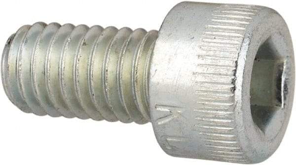 Made in USA - #10-32 UNF Hex Socket Drive, Socket Cap Screw - Alloy Steel, Zinc-Plated Finish, Fully Threaded, 3/8" Length Under Head - Exact Tool & Supply