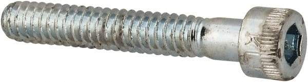Made in USA - #10-24 UNC Hex Socket Drive, Socket Cap Screw - Alloy Steel, Zinc-Plated Finish, Partially Threaded, 1-1/4" Length Under Head - Exact Tool & Supply