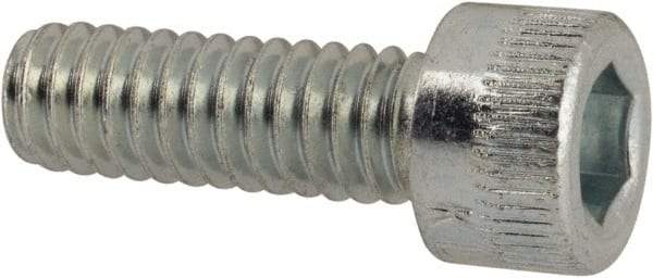 Made in USA - #8-32 UNC Hex Socket Drive, Socket Cap Screw - Alloy Steel, Zinc-Plated Finish, Fully Threaded, 1/2" Length Under Head - Exact Tool & Supply