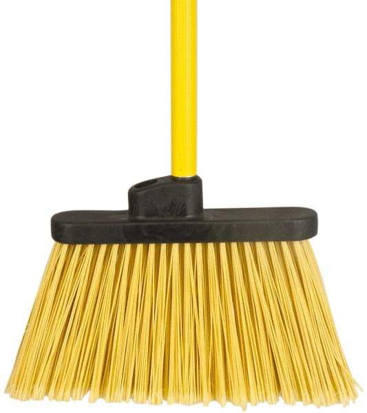 PRO-SOURCE - 12" Wide, Yellow Polypropylene Bristles, 48" Vinyl-Coated Metal Handle, Angled Broom - Flagged - Exact Tool & Supply