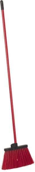 PRO-SOURCE - 12" Wide, Red Polypropylene Bristles, 46-1/2" Vinyl-Coated Metal Handle, Angled Broom - Flagged - Exact Tool & Supply