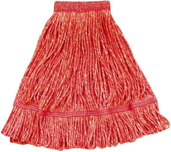 PRO-SOURCE - 5" Red Head Band, Medium Blended Fiber Loop End Mop Head - 2 Ply, Side Loading Connection - Exact Tool & Supply