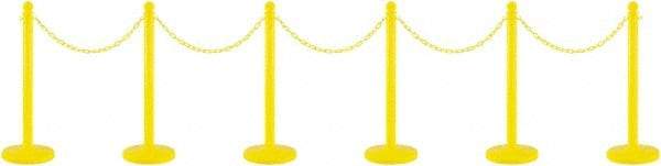 PRO-SAFE - 40" High Plastic Pedestrian Warning Post Kit - 50' Long Rope - Exact Tool & Supply