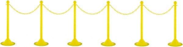 PRO-SAFE - 41" High Plastic Pedestrian Warning Post Kit - 50' Long Rope - Exact Tool & Supply