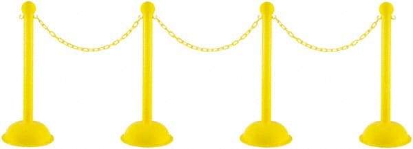 PRO-SAFE - 41" High Plastic Pedestrian Warning Post Kit - 30' Long Rope - Exact Tool & Supply