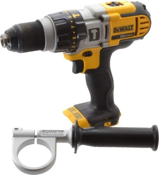 DeWALT - 20 Volt 1/2" Keyless Chuck Cordless Hammer Drill - 0 to 9,775, 0 to 22,950 & 0 to 34,000 BPM, 0 to 575, 0 to 1,350 & 0 to 2,000 RPM, Reversible, Mid-Handle - Exact Tool & Supply