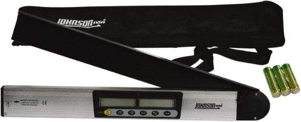 Johnson Level & Tool - 182.5° Measuring Range, Magnetic Base Digital Protractor - 0.10° Resolution, 21 Inch Long Blade, Accuracy Up to 0.10°, (3) AA Batteries Not Included - Exact Tool & Supply