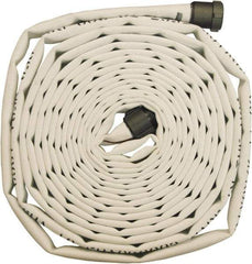 Dixon Valve & Coupling - 1-1/2" ID, 360 Working psi, White Polyester Fire Hose - Male x Female NST (NH) Ends, 50' Long, 1,080 Burst psi - Exact Tool & Supply