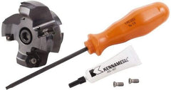 Kennametal - 4 Inserts, 2.746" Cutter Diam, 0.087" Max Depth of Cut, Indexable High-Feed Face Mill - 3/4" Arbor Hole Diam, 1.595" High, KSHR Toolholder, HNGJ 0905.. Inserts, Series Dodeka High-Feed - Exact Tool & Supply