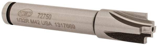 Keo - 1/32" Radius, 7/16" Mill Diam, 4 Flute Cobalt Corner Rounding End Mill - Single End, Uncoated, 1/4" Tip Diam, 2-1/2" OAL, 3/8" Shank Diam - Exact Tool & Supply