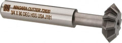 Keo - 3/4° 3/4" Cut Diam, 1/4" Cut Width, 3/8" Shank, High Speed Steel Double-Angle Cutter - Exact Tool & Supply