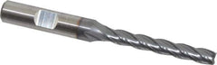 Niagara Cutter - 1/4", 1-3/4" LOC, 3/8" Shank Diam, 3-9/16" OAL, 4 Flute, Cobalt Square End Mill - Single End, TiCN Finish, Spiral Flute, 30° Helix, Centercutting, Right Hand Cut, Right Hand Flute, Series SPC408 - Exact Tool & Supply