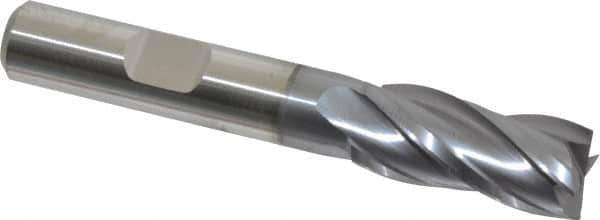Niagara Cutter - 7/16", 1" LOC, 3/8" Shank Diam, 2-11/16" OAL, 4 Flute, Cobalt Square End Mill - Single End, TiCN Finish, Spiral Flute, 30° Helix, Centercutting, Right Hand Cut, Right Hand Flute, Series SPC408 - Exact Tool & Supply