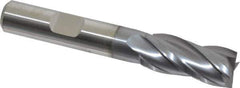 Niagara Cutter - 7/16", 1" LOC, 3/8" Shank Diam, 2-11/16" OAL, 4 Flute, Cobalt Square End Mill - Single End, TiCN Finish, Spiral Flute, 30° Helix, Centercutting, Right Hand Cut, Right Hand Flute, Series SPC408 - Exact Tool & Supply