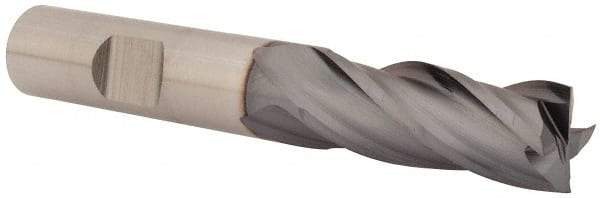 Niagara Cutter - 1/2", 1-1/4" LOC, 1/2" Shank Diam, 3-1/4" OAL, 4 Flute, Cobalt Square End Mill - Single End, TiCN Finish, Spiral Flute, 30° Helix, Centercutting, Right Hand Cut, Right Hand Flute, Series SPC408 - Exact Tool & Supply