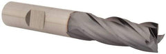 Niagara Cutter - 1/2", 1-1/4" LOC, 1/2" Shank Diam, 3-1/4" OAL, 4 Flute, Cobalt Square End Mill - Single End, TiCN Finish, Spiral Flute, 30° Helix, Centercutting, Right Hand Cut, Right Hand Flute, Series SPC408 - Exact Tool & Supply