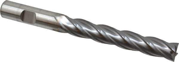 Niagara Cutter - 1/2", 3" LOC, 1/2" Shank Diam, 5" OAL, 4 Flute, Cobalt Square End Mill - Single End, TiCN Finish, Spiral Flute, 30° Helix, Centercutting, Right Hand Cut, Right Hand Flute, Series SPC408 - Exact Tool & Supply