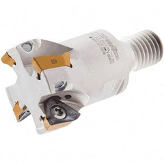 Iscar - 1" Cut Diam, 0.315" Max Depth of Cut, 3/4" Shank Diam, 3.38" OAL, Indexable Square Shoulder Helical End Mill - HM390 TPKT 1003PDR Inserts, Weldon Shank, 0° Lead Angle, Through Coolant, Series HeliIQMill - Exact Tool & Supply
