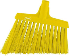 Vikan - 9-1/2" Wide, Yellow Synthetic Bristles, Angled Broom - Exact Tool & Supply