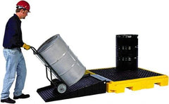 UltraTech - 75 Gal Sump, 9,000 Lb Capacity, 4 Drum, Polyethylene Spill Deck or Pallet - 63" Long x 62" Wide x 9" High, Liftable Fork, Low Profile, 2 x 4 Drum Configuration - Exact Tool & Supply